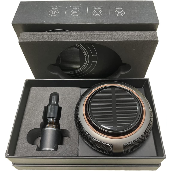 Solar aromatherapy diffuser for cars - Solar-powered air freshener with marine fragrance and essential oil extender
