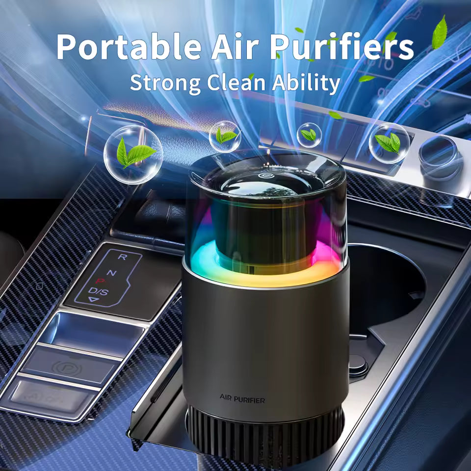 USB air purifier/ionizer - Car air freshener with removable cartridge, negative ion technology